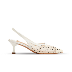 Giày Sandals Nữ THÁI TUẤN Mũi Nhọn Lưới Trang Trí Màu Trắng