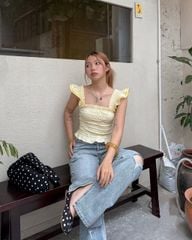 Áo Kiểu Nữ TheBlueTshirt Girly Top - Yellow Gingham ZigZag