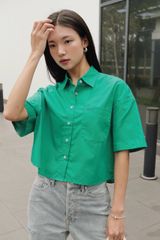 Áo Sơ Mi Nữ TheBlueTshirt Small Shirt - Green Cotton Poplin