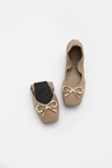 Giày Búp Bê Nữ Pazzion Hailey Foldable Square-Toe Bow Flats