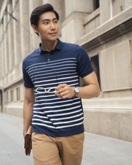 Áo Thun Nam F2 Cotton Xanh Sọc Trắng New Ways