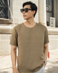 Áo Thun Nam F2 Cổ Tròn Linen Xanh Olive New Breeze