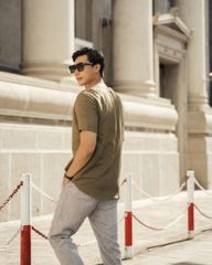 Áo Thun Nam F2 Cổ Tròn Linen Xanh Olive New Breeze