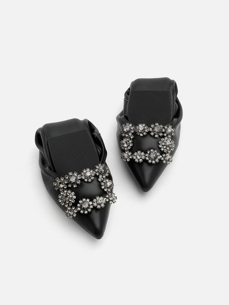 Giày Búp Bê Nữ Pazzion Helene Crystal Buckle Foldable Flats