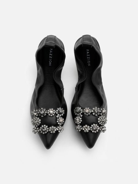 Giày Búp Bê Nữ Pazzion Helene Crystal Buckle Foldable Flats