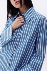 Áo Sơ Mi Nữ TheBlueTshirt sơ mi Sydney Oversize Shirt - Carbon Golden Blue Stripe