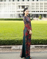 Quần Áo Dài Lụa Xanh Gems Of Vietnam - Không Kèm Áo