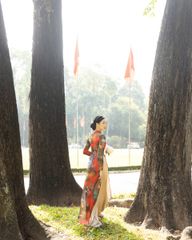 Quần Áo Dài Lụa Kem Gems Of Vietnam - Không Kèm Áo