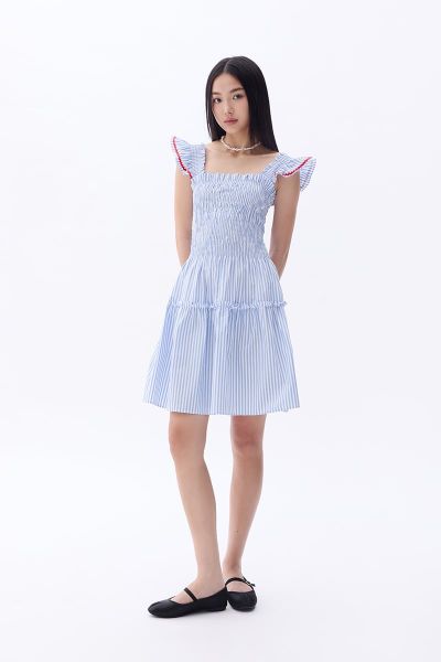 Đầm Nữ TheBlueTshirt Mini People Stripe Dress - Red ZigZag Lace