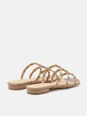 Dép Nữ Pazzion Ingrid Gold Studded Cage Patent Leather Slides