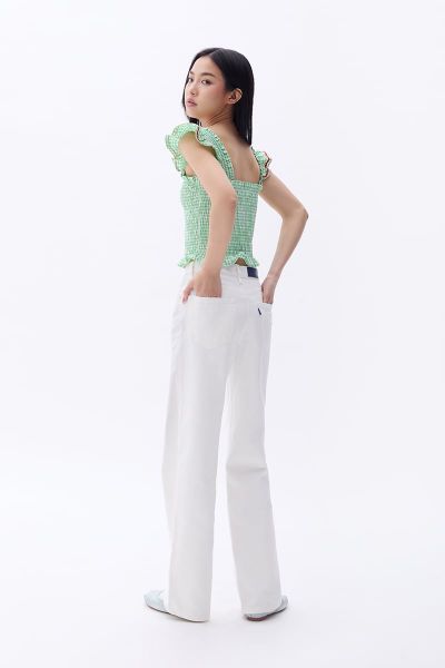 Áo Sơ Mi Nữ TheBlueTshirt Girly Top - Pearl Green Gingham ZigZag