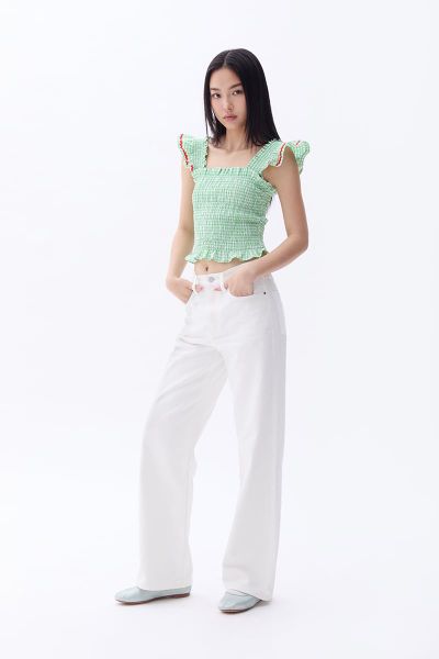 Áo Sơ Mi Nữ TheBlueTshirt Girly Top - Pearl Green Gingham ZigZag