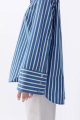 Áo Sơ Mi Nữ TheBlueTshirt sơ mi Sydney Oversize Shirt - Carbon Golden Blue Stripe