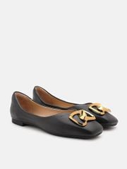 Giày Búp Bê Nữ Pazzion Kaori Gold Buckle Covered Flats