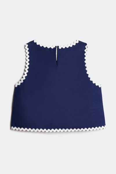 Áo Nữ TheBlueTshirt ZigZag Lace Top - Navy Poplin