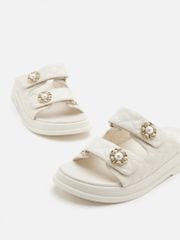 Dép Quai Ngang Nữ Pazzion Leia Embellished Quilted Slides