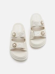 Dép Quai Ngang Nữ Pazzion Leia Embellished Quilted Slides