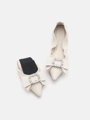 Giày Búp Bê Nữ Pazzion Leslie Diamante Bow Pointed Toe Foldable Flats