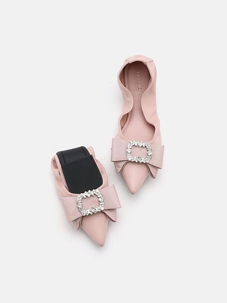 Giày Búp Bê Nữ Pazzion Leslie Diamante Bow Pointed Toe Foldable Flats