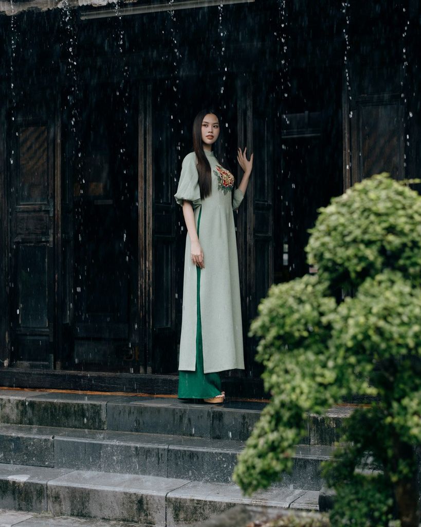 Quần Áo Dài Nữ F2 Lụa Xanh Lá