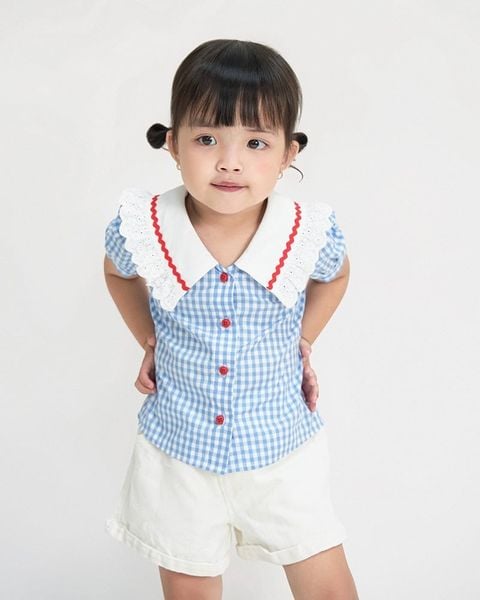 Áo Sơ Mi Bé Gái TheBlueTshirt BlueKid Lolita Top - AquaBlue Gingham