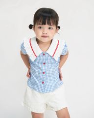 Áo Sơ Mi Bé Gái TheBlueTshirt BlueKid Lolita Top - AquaBlue Gingham
