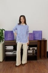 Áo Sơ Mi Nữ TheBlueTshirt Modern Arc Oversized Shirt - BlueMade Stripe