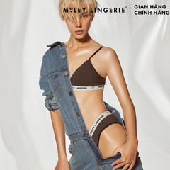 Bộ Áo Ngực Mút Mỏng Không Gọng Cotton Tự Nhiên Và Quần Viền Lưng Logo Color Xám Đậm BeingMe Miley Lingerie