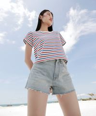 Áo Thun Nữ TheBlueTshirt Sọc Đỏ Xanh Trắng Everyday Tee - Signature Stripe Premium Cotton