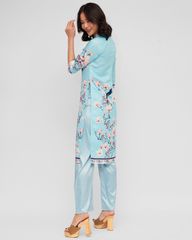Quần Áo Dài F2 Lụa Xanh Dương Bừng Sắc Xuân - Không Kèm Áo