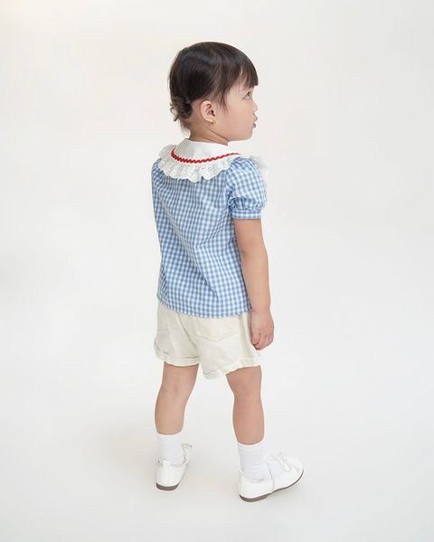 Áo Sơ Mi Bé Gái TheBlueTshirt BlueKid Lolita Top - AquaBlue Gingham