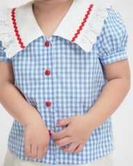 Áo Sơ Mi Bé Gái TheBlueTshirt BlueKid Lolita Top - AquaBlue Gingham