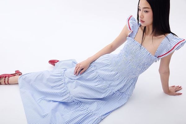 Đầm Nữ TheBlueTshirt Maxi People Stripe Dress - Red ZigZag Lace