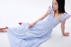 Đầm Nữ TheBlueTshirt Maxi People Stripe Dress - Red ZigZag Lace