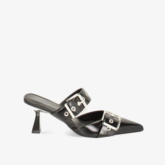 Giày Cao Gót Nữ Primadonna Collection Black Clogs With Buckles 7Cm