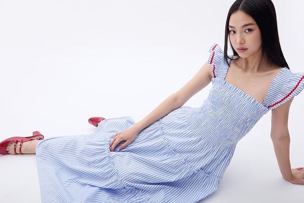 Đầm Nữ TheBlueTshirt Maxi People Stripe Dress - Red ZigZag Lace