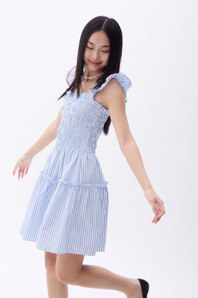 Đầm Nữ TheBlueTshirt Mini People Stripe Dress - Red ZigZag Lace
