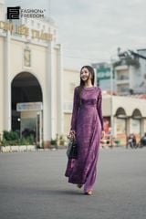 Quần Áo Dài Nữ F2 Lụa Tím Đậm
