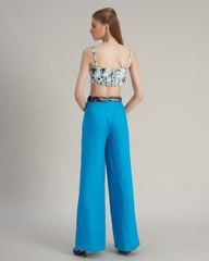 Áo Bra Linen Nữ F2 Trắng Xanh Holiday Vibes