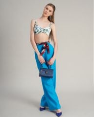 Áo Bra Linen Nữ F2 Trắng Xanh Holiday Vibes