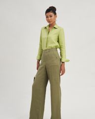 Quần Nữ F2 Linen Xanh Rêu Modern Women