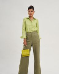 Quần Nữ F2 Linen Xanh Rêu Modern Women