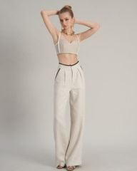 Áo Bra Linen Nữ F2 Kem Viền Trắng Hello New Day