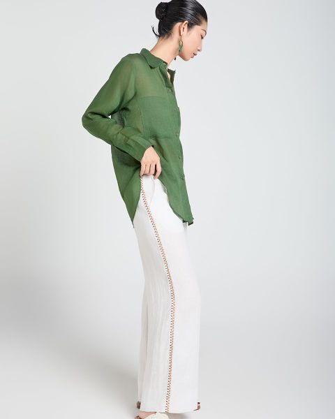 Quần Dài Nữ F2 Linen Trắng A Touch Of Effortless Elegance