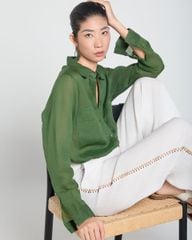 Quần Dài Nữ F2 Linen Trắng A Touch Of Effortless Elegance