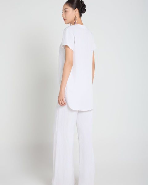 Áo Kiểu Nữ F2 Linen Trắng Thêu A Touch Of Effortless Elegance