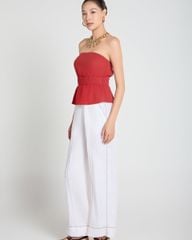 Quần Dài Nữ F2 Linen Trắng Chỉ Nổi A Touch Of Effortless Elegance