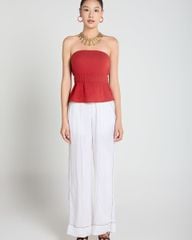 Quần Dài Nữ F2 Linen Trắng Chỉ Nổi A Touch Of Effortless Elegance