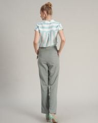 Áo Sơ Mi Linen Nữ F2 Trắng Sọc Xanh Hello New Day