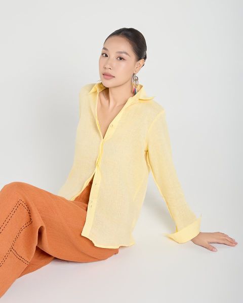 Quần Dài Nữ F2 Linen Cam Ngói A Touch Of Effortless Elegance